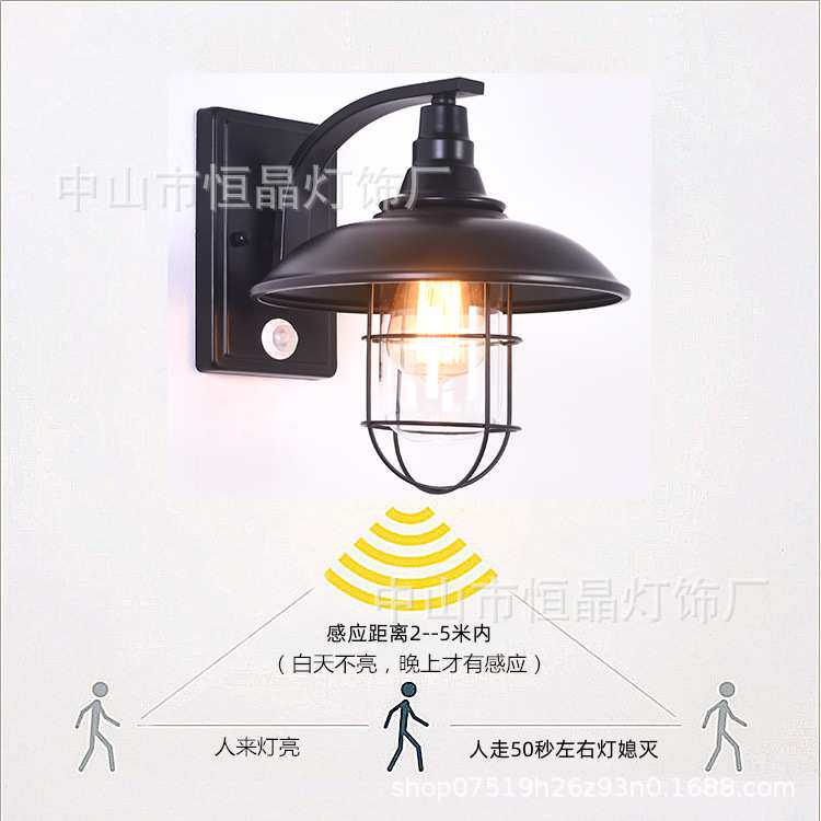欧式园林别墅豪华壁灯店铺门庭围墙乡村民宿自动感应户外防水壁灯