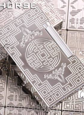 高档法国ghorse创正品朗声打机男纯铜充气清脆意防风个黄火性礼品