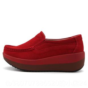 新款 皮鞋 脚蹬摇摇鞋 软底女舒适2单鞋 跟中坡年 妈妈鞋 高档一204秋季