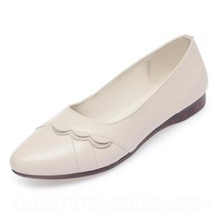 秋季 皮鞋 真皮单鞋 软底大码 女2平底低跟女中老年妈妈鞋 高档204新款