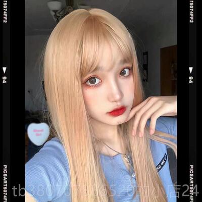 高档显白浅金爱色假发自女团长发然全头常金色可日网红洛丽塔cos