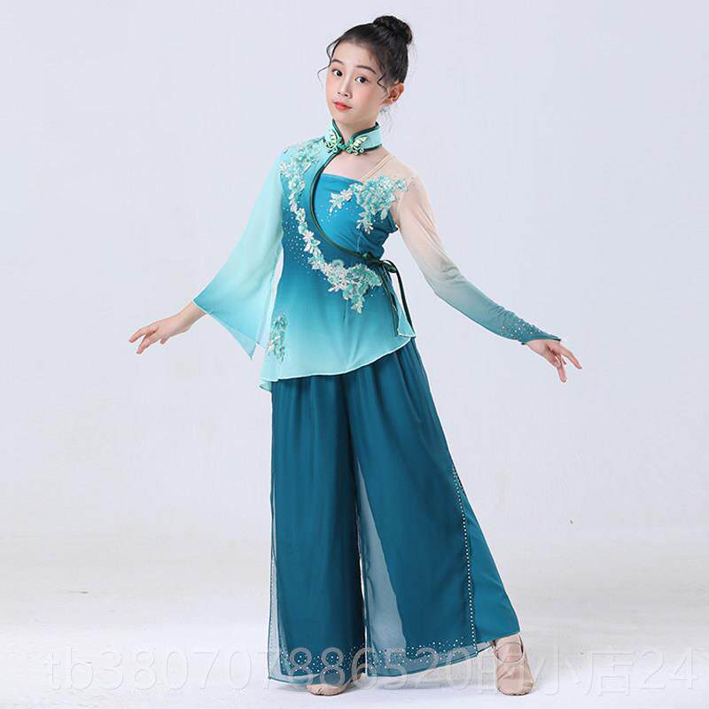 高档儿歌童典表演服胶州秧艺古考服舞独舞扇子民族舞飘逸中国风演