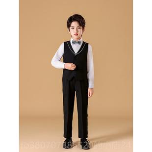 高档元 儿童合唱演出服赛红色主持礼服男女童中学生小朗诵比服旦装