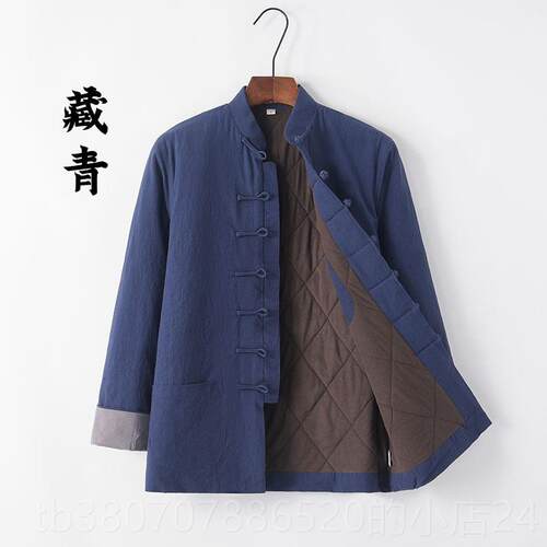 高档冬季男装棉袄唐中国风棉衣复盘扣外套宽松古棉保服暖汉服夹棉
