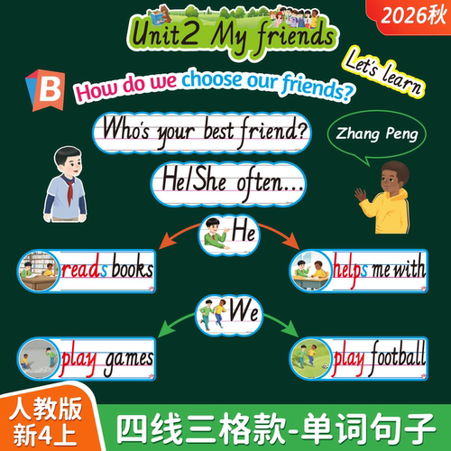 新人教版四年级四线三格单词卡片