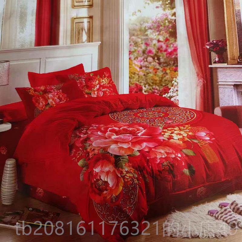 正品百子婚图庆被全棉绿色新婚双人床品套绣花棉斜纹喜纯被四件套