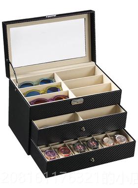 正品梦冉12位手表盒层眼镜纳盒抽屉首3饰盒太阳眼收镜品收藏盒太