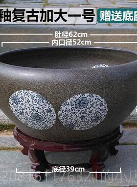 正品德镇陶瓷鱼缸特号大养鱼景盆荷花缸水碗莲睡莲花盆阳台庭院风