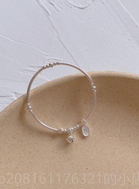 正品创小众设计感s925纯银不铃手链女可爱弹原力细手镯手环铛掉色