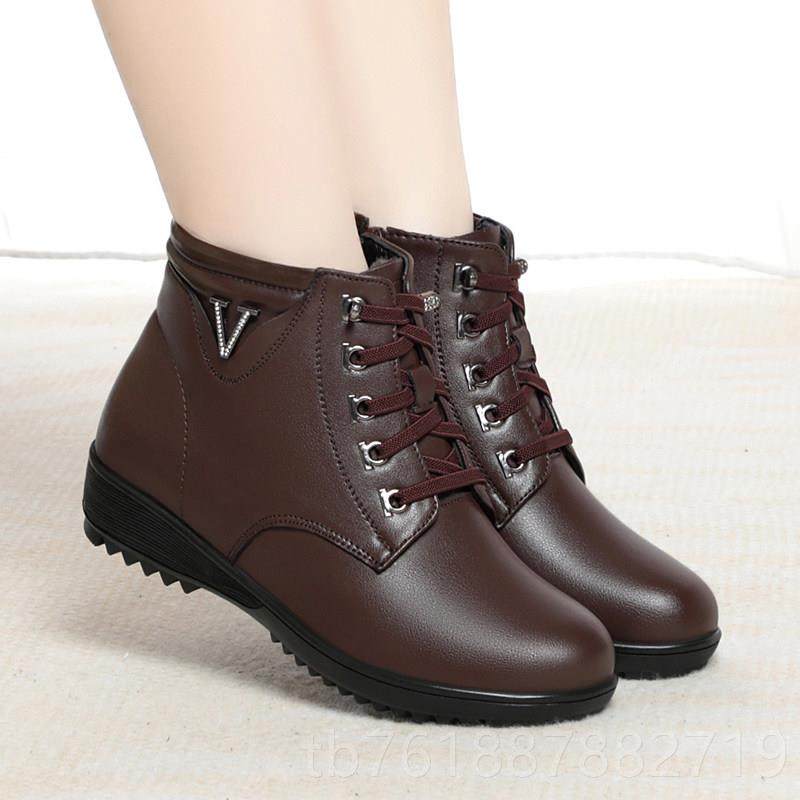 新款妈款妈棉鞋2023新大冬真保皮女加绒厚底防滑暖坡跟羊毛皮鞋码,女鞋,时装靴,淘宝优惠券,粉丝福利购,淘宝优惠卷