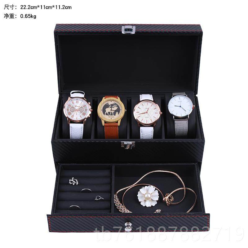 正品梦指冉3位圆筒随手表盒手表收纳盒首饰手镯身包戒皮收纳盒PU
