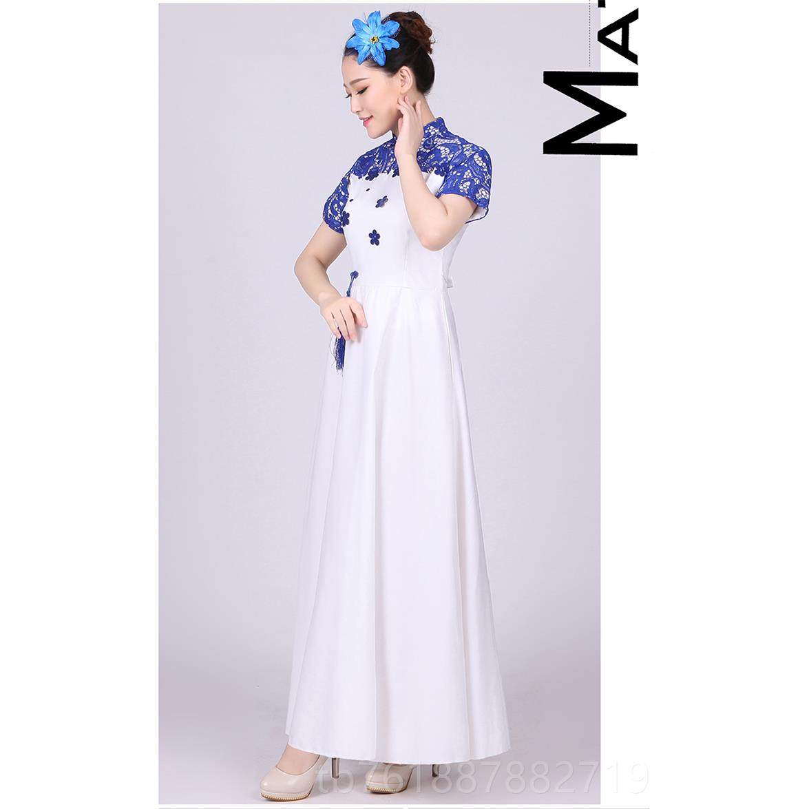 正品大合唱团演出服成人高中学朗诵男女长裙红生中老古筝表演歌年