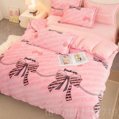 新款双面加加绒牛奶绒四件套冬季天保绒暖珊瑚被套被罩床床单上厚