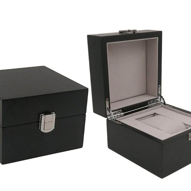 新款宝木制男包士手表装礼盒珠名牌黑盒高漆端收藏木盒礼盒天鹅绒