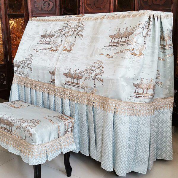 蚕贵人钢琴罩全罩新中式轻奢钢琴套钢琴防尘套琴罩中国风弹琴不取