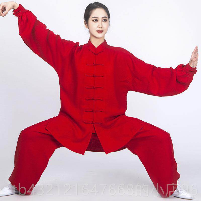 高档加厚亚麻棉透气极太服女中老年练功拳服太装男极武术练功服春