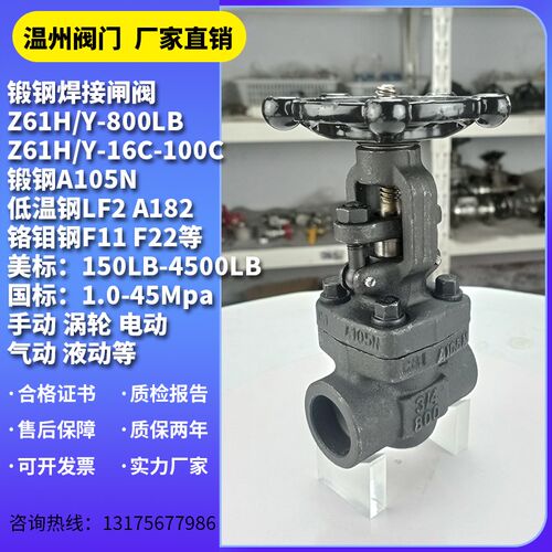 焊接美标闸阀 锻钢A105 F11 F22 LF2高温低温承插焊阀门Z6CS-H102