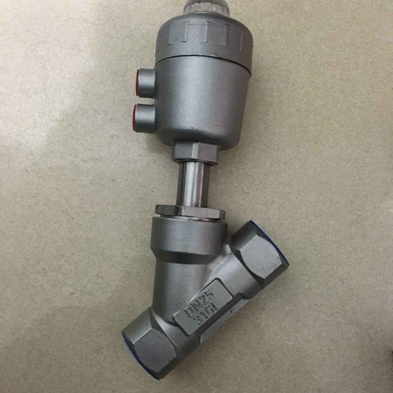 气动Y型角座阀DN15/20/25/32/40/50 不锈钢耐酸碱角座阀 蒸汽高温