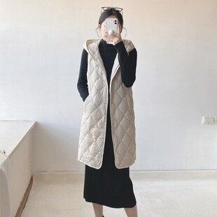 2023年新款轻薄羽绒服女连帽马甲搭配大衣伴侣内搭内胆中长款马夹