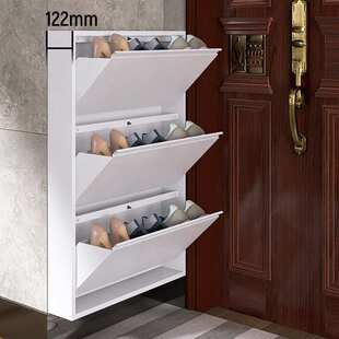 12.2cm超薄鞋柜奶油风翻斗式卧室静音型省空间鞋架法式高档免安装