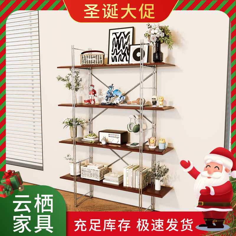 新款租房实木风落地置物架立式多层简易收纳货架储物摆件展示架