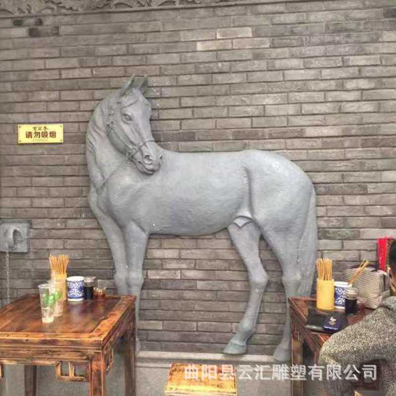 现货玻璃钢动物浮雕马雕塑仿铜锻铜浮雕户外宽窄巷子景观装饰摆件