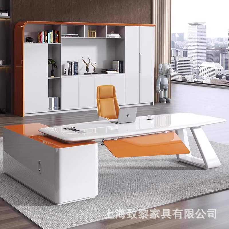 老板桌简约现代轻奢烤漆总裁桌时尚组合办公桌大班台经理主管桌