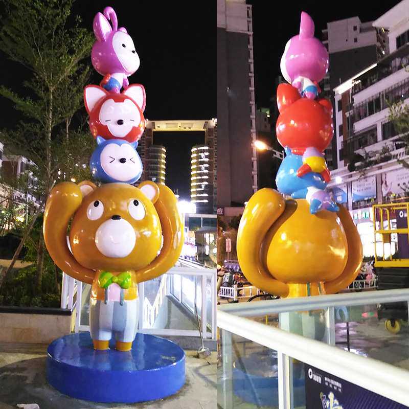 大型玻璃钢雕塑摆件吉祥物广场户外商场超市卡通动物拍摄道具玩偶