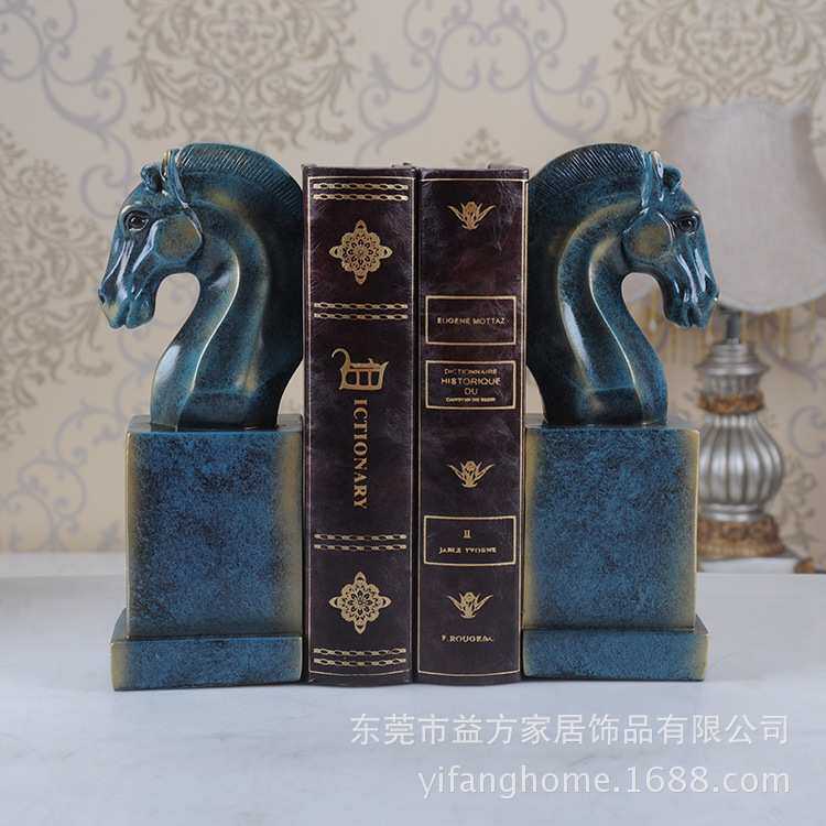 欧式树脂工艺品 创意摆件送礼 马头书靠书挡书立 书房样板房