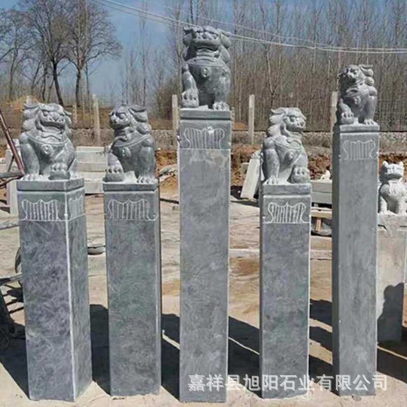 仿古石雕拴马石柱 十二生肖石柱做旧雕塑动物拴马桩玄关装饰