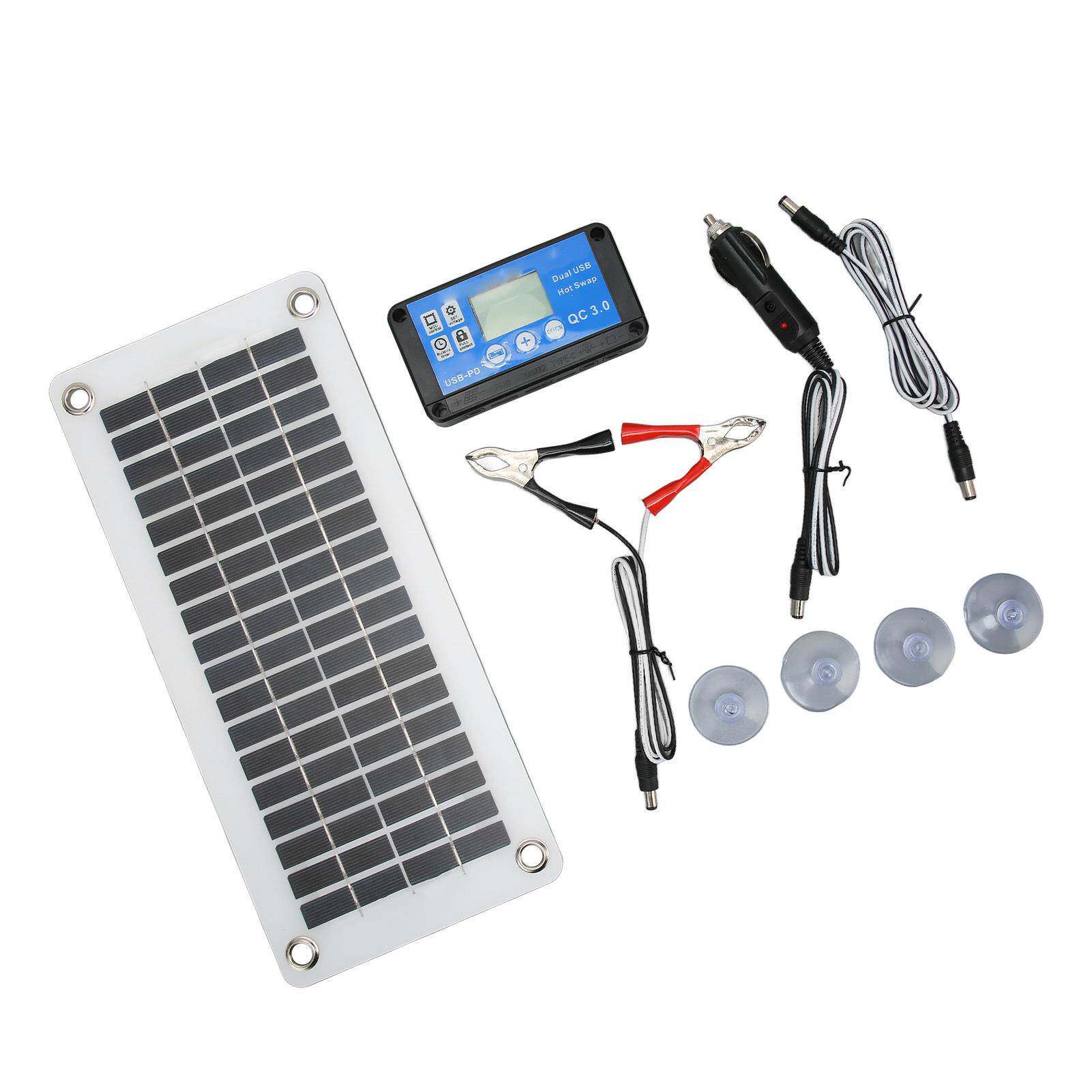 单多晶太阳能板防水控制器套装连接线便携式12V24V充电保护电瓶
