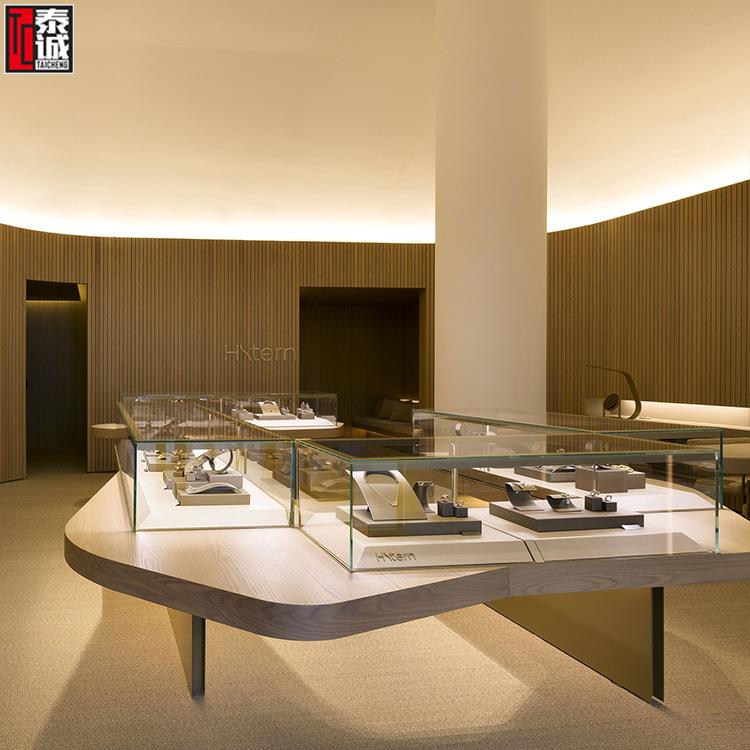 私人收藏厅桌面珠宝展示柜台奢华首饰品陈列柜玻璃高档饰品中岛柜