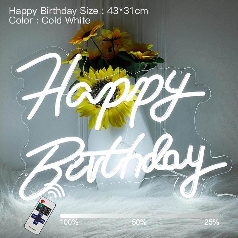 英文字母霓虹灯happy Birthday生日场景装饰灯节日浪漫造型发光字