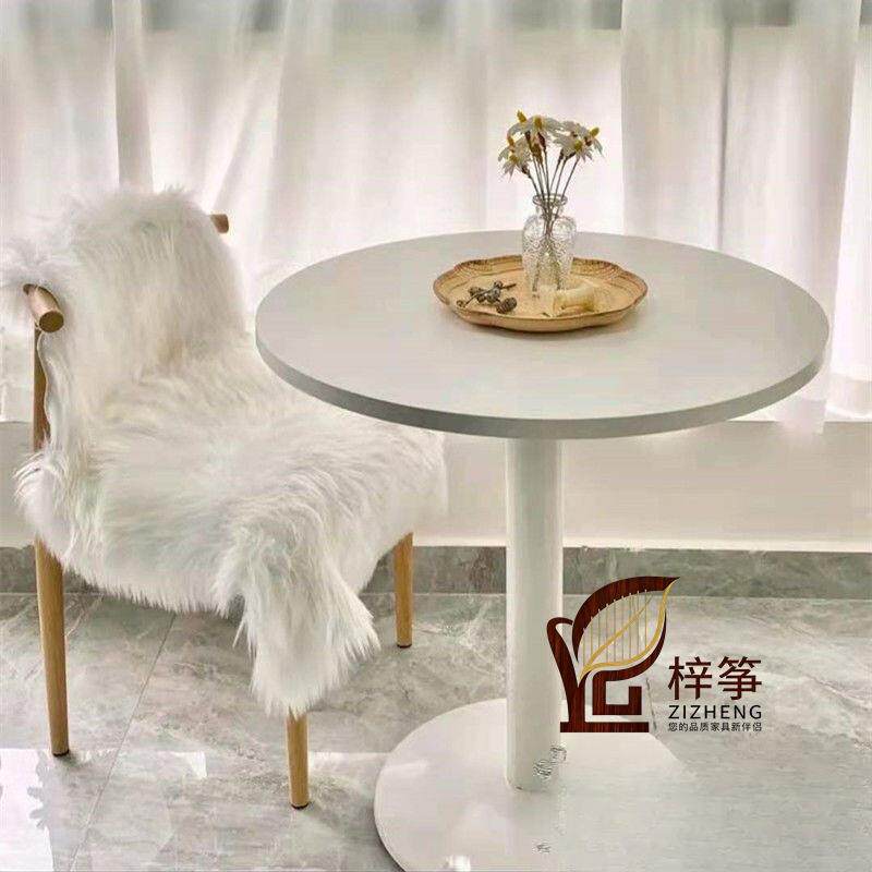 洽谈小圆桌白色简约休闲奶茶甜品店小方桌办公接待4S门店会展桌子