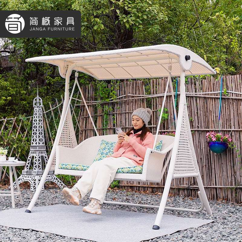 休闲别墅庭院秋千吊篮户外花园阳台秋千民宿露台带棚藤编秋千摇椅