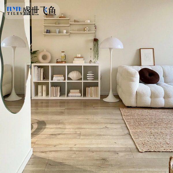 日式现代仿实木瓷砖直边木纹砖200x1200暖灰色客厅餐厅卧室地板砖