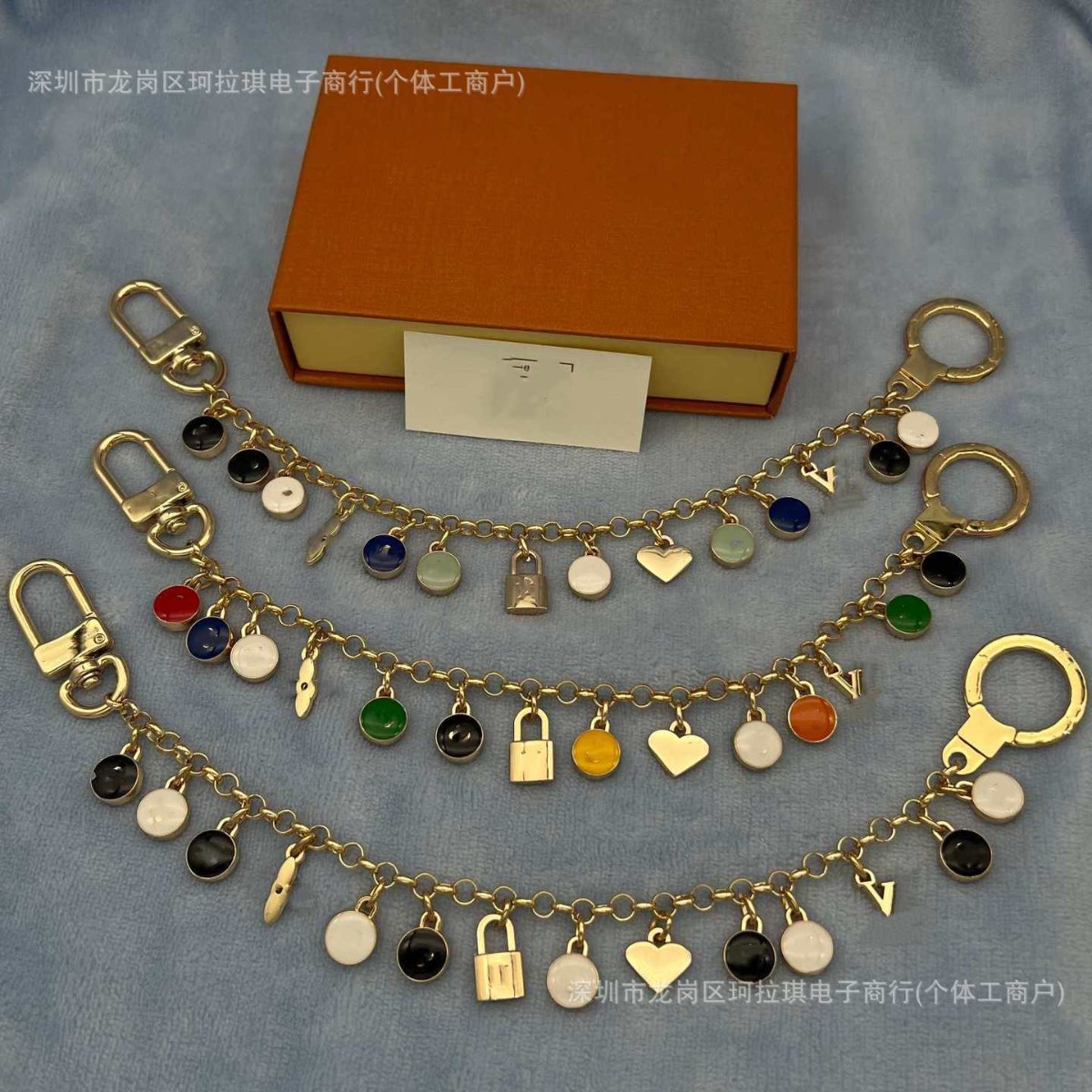 长链多配件钥匙扣包包配饰挂件适合送女朋友礼物链条式钥匙链潮流
