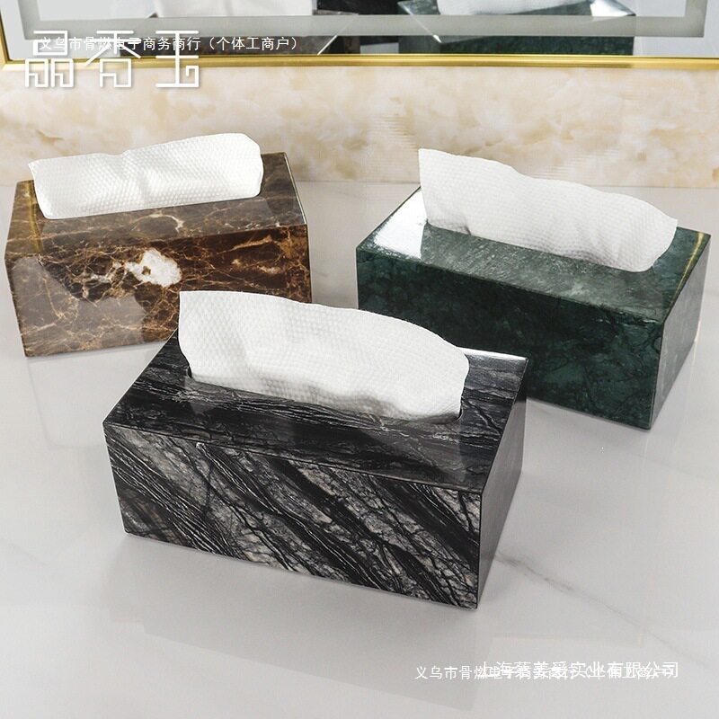客厅轻奢家用欧式台面大理石酒店擦手纸抽纸盒纸巾盒