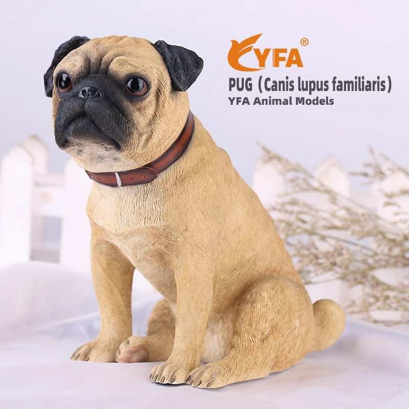 模玩仿真巴哥犬模型哈巴狗树脂工艺品八哥现代家居摆件