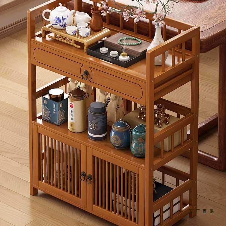 茶叶架子置物架多层收纳茶具展示柜茶室小型博古架实木新中式摆件
