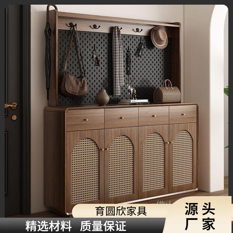 中古风鞋柜美式收纳柜小户型带洞洞板家用入户门口鞋柜玄关柜客厅