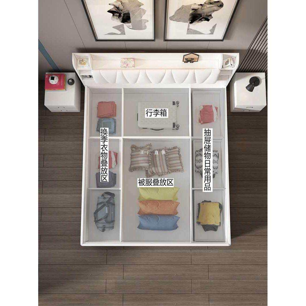 主卧气动高箱储物床1.5m 1.35经济小户型抽屉收纳板式双人床1