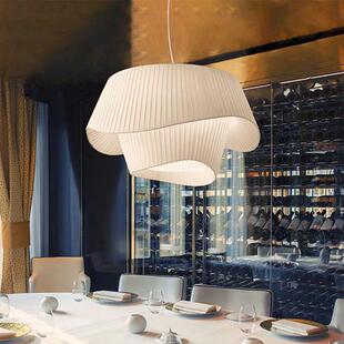 北欧风布艺吊灯民宿卧室客厅服装店日式吊灯丝绸蚕丝缎面中古灯具