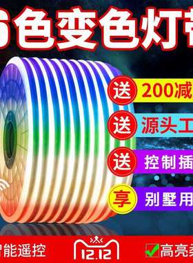 软灯带led柔性霓虹灯带三色七彩闪烁变色霓虹灯户外防水广告招牌