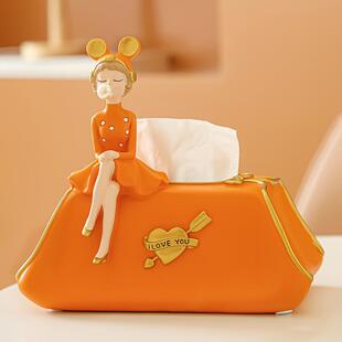 轻奢泡泡女孩纸巾盒摆件客厅高档茶几收纳盒创意家用抽纸盒纸抽盒