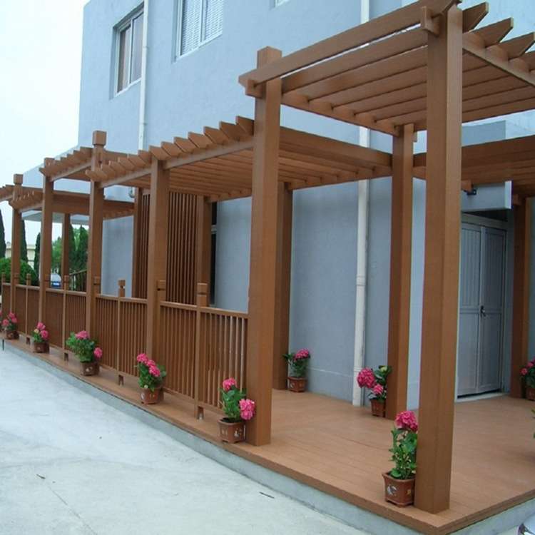 木塑栏杆户外栈道公园河道扶手仿木护栏景观塑木围栏栅栏木塑材料图片