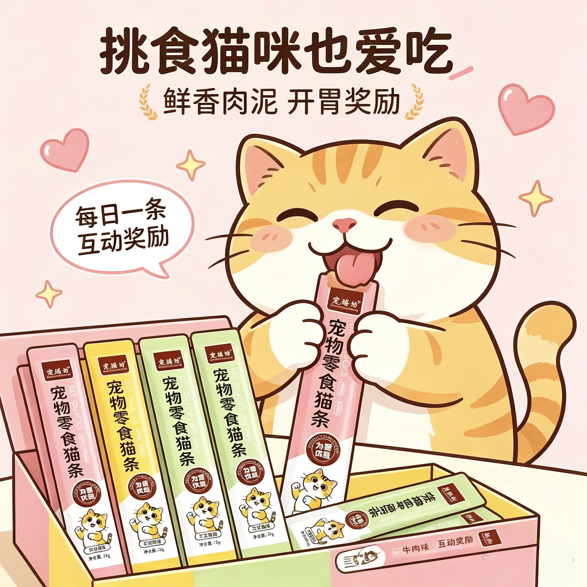 猫咪零食猫条鸡肉三文鱼主食猫条美毛亮毛防掉毛湿粮猫零食