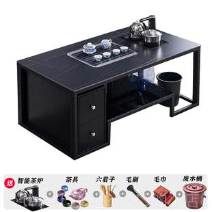 正品火板烧石茶几岩茶台办公商用茶几现代简功约夫家用茶台烧水壶