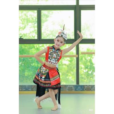 正品苗族锦色艺考量身定现民族服代舞制民族舞研考出舞台服演服