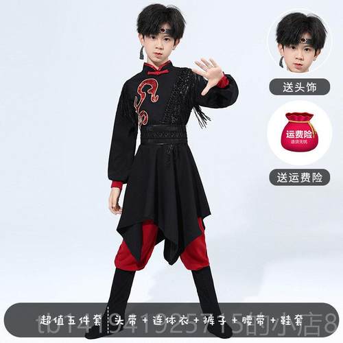 正品蒙古服族儿童数蒙古族服装男童白马蹈演出表服少民族舞筷子舞
